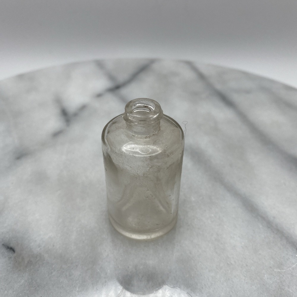 Small Apothecary Bottle Clear Vintage Glass Vial Threaded Neck Curio Medicine